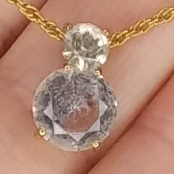 SWAROVSKI SWAN LOGO Pendant Necklace clear Crystal gold tone chain and setting - Picture 13 of 16